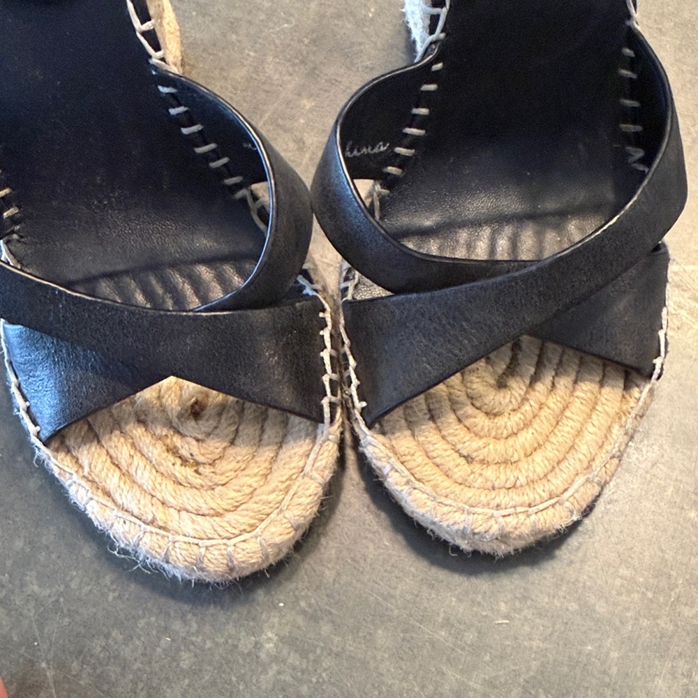 Joie Black Wedge Sandals - Picture 4 of 5